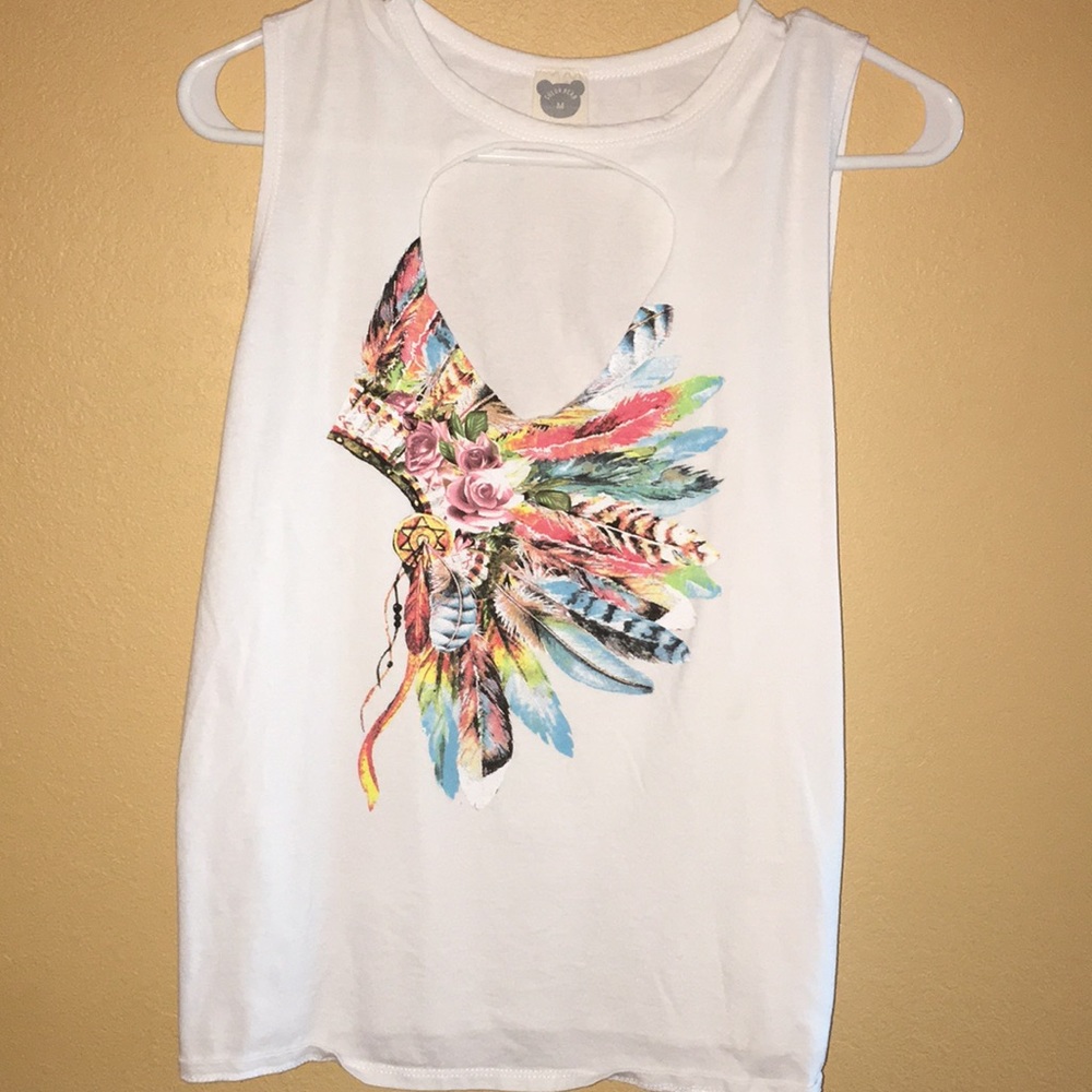 White Indian headdress tank